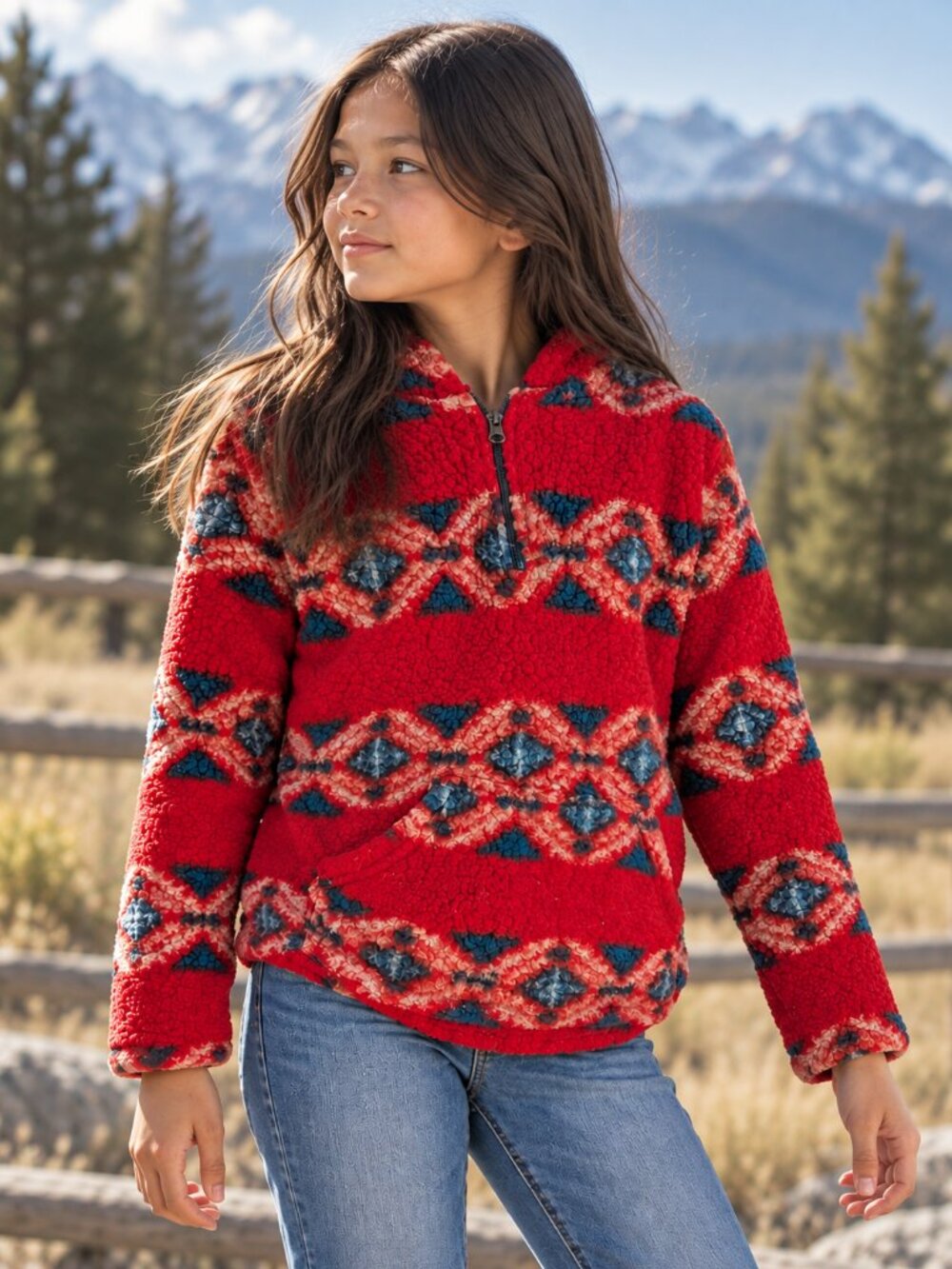 Cruel Girl Girls Aztec Sherpa Fleece L 10 Western Cowgirl Hoodie